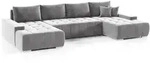 Wohnlandschaft Sofa mit Schlaffunktion VOGAR Stoff Monolith Hellgrau - Grau