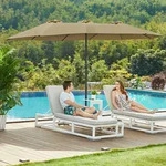 SONGMICS Sonnenschirm 460 x 270 cm UPF 50+ mit Kurbel ohne St&auml;nder - Taupe