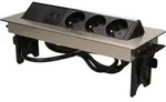 Unterputzsteckdose 3x250V im vernickelten Geh&auml;use mit USB 1,8 m OR-AE-1364 - Schwarz