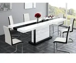 Design Esstisch Tisch HE-555 Wei&szlig; - Schwarz Hochglanz ausziehbar 160 bis 260...