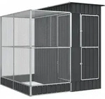 vidaXL Voliere mit Erweiterung Silber 209 x 203 x 216 cm Stahl - Silber