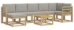 vidaXL Outdoor-Sofagarnitur mit Kissen 8 pcs Wei&szlig; und Hellgrau - Hellgrau