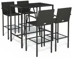 vidaXL 5-tlg. Gartenbar-Set Schwarz Poly Rattan - Schwarz