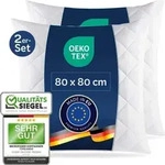 Kopfkissen 80x80 2er Set Microfaser Hotel Bett Stepp Kissen Allergiker -