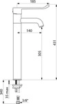 Delabie EHM f&uuml;r WT hoher Auslauf fest H305 L140, Hygienehebel - Silber