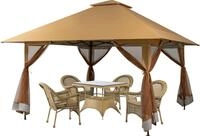 COSTWAY 4x4m Pavillon, Gartenpavillon mit Netzseitenw&auml;nden, UV-Schutz 50+,...