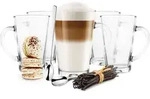 Sendez 6 Latte Macchiato Gl&auml;ser 300ml mit Henkel und 6 Edelstahl-L&ouml;ffel