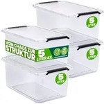 DEUBA&reg; 4x Aufbewahrungsbox mit Deckel 5L Box Kunststoff Kisten lebensmittelecht BPA