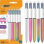 BIC 4 Farben Kugelschreiber Set 4 Colours Shine, in verschiedenen Farben, 5er Pack,