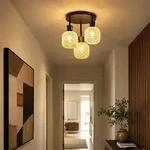 LED Deckenleuchte, schwarz, Glas, Mosaik, matt, H 30,5 cm