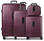 Redolz Essentials 14 4-Rollen Kofferset + Beautycase 4 tlg. mit Dehnfalte - Rot