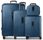 Redolz Essentials 14 4-Rollen Kofferset + Beautycase 4 tlg. mit Dehnfalte - Blau
