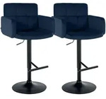 CLP 2er Set Barhocker Los Angeles Samtbezug h&ouml;henverstellbar drehbar bis 150 kg blau