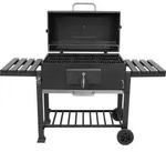 XXL Holzkohlegrill mit Gusseisenrost und H&ouml;henverstellung 78x42.5 cm - Schwarz