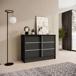 BEAUTYSOFA Kommode MIRELA 100 cm Schwarz, Sideboard mit 2 Schiebet&uuml;ren, Highboard