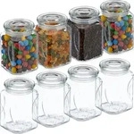 Relaxdays Vorratsgl&auml;ser mit Deckel, 8er Set, Glas, 750 ml, eckige Vorratsdosen,