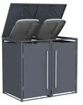 Westmann Pedura 2 Metall M&uuml;lltonnenbox mit Fu&szlig;pedal 2x240 L Anthrazit - Grau