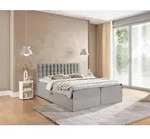 Boxspringbett Schlafzimmerbett TORIBO PREMIUM 140x220cm Stoff Coral Grau - Grau