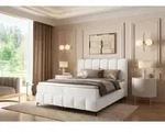 Boxspringbett Schlafzimmerbett ISABEL 180x200cm in Stoff Prime Creme - Wei&szlig;