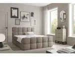 Boxspringbett Schlafzimmerbett SATINE PREMIUM 120x200cm Stoff Coral Dunkelbeige...