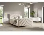 Boxspringbett Schlafzimmerbett CARLITO PREMIUM 140x200cm Stoff Fresh Altwei&szlig; -...