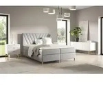 Boxspringbett Schlafzimmerbett ESPEN PREMIUM 120x220cm Stoff Fresh Hellgrau -...