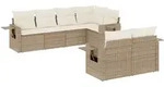 vidaXL 7-tlg. Garten-Sofagarnitur mit Kissen Beige Poly Rattan - Beige