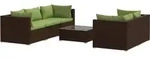 vidaXL 6-tlg. Garten-Lounge-Set mit Auflagen Poly Rattan Braun - Braun