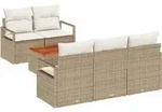vidaXL Gartensofa-set 6 Stk. Beige Poly-Rattan - Beige