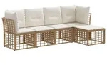 vidaXL Outdoor-Sofagarnitur Natur Polyester - Braun