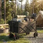 SONGMICS Faltbarer Bollerwagen, Transportwagen 200 L, Handwagen mit Griff, Outdoor