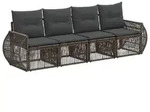 vidaXL Gartensofa-set 4 Stk. Grau und Dunkelgrau Poly-Rattan - Grau