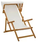 vidaXL Liegestuhl 3 Position Massives Eukalyptus Holz Creme - Creme