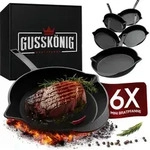 6er Mini-Pfannen-Set aus Gusseisen &Oslash; 13,5 cm &ndash; Servierpfannen f&uuml;r Induktion,