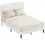 HOMCOM Bett 140x200 cm Bettgestell mit gepolstertem Teddy-Fleece-Kopfteil,...