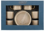 12-teiliges Mokkatassen Set aus hochwertigem Porzellan, 90 ml - Taupe/Gold -