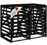 DELUKE&reg; 2er M&uuml;lltonnenbox Kiefernholz BOUMI | 162x91,5x128,5cm Schwarz 