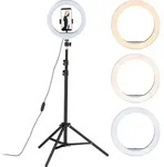 Relaxdays LED Ringlicht mit Stativ, 10" Ringleuchte dimmbar, Make-up, Fotografie &