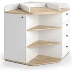 Wickelkommode Vicco Aria Wei&szlig; 85 x 90 cm mit Regalen und 4 Schubladen, Model 59339 -