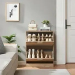 Schuhschrank 'Sykkylven' Schuhkipper mit 2 Klappen 81 x 63 x 24 cm Sonoma-Eiche...
