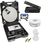 PremiumX Camping SAT Anlage Receiver Sat-Finder LNB Kabel F-Stecker Koffer - Wei&szlig;