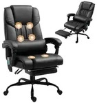 Vinsetto B&uuml;rostuhl Ergonomisch mit Massagefunktion, Fu&szlig;st&uuml;tze Kunstleder...