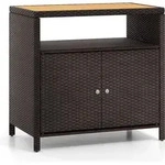 COSTWAY 2-t&uuml;rige Gartenschrank Rattan, Buffetschrank mit Akazienholz...