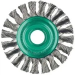 Lessmann Rundb&uuml;rste gezopft, Stahldraht rostfrei, 178 mm, f&uuml;r Winkelschleifer
