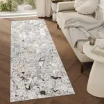 Tapiso L&auml;ufer CRYSTAL Modern Grau Gold Wohnzimmer 100 x 400 - Grau