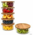 6x Esperanza Vorratsdose rund 900ml Glas & Holzdeckel Aufbewahrungsbox -