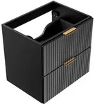 Waschtischunterschrank 60cm ADELAIDE-56-BLACK in matt schwarz mit gerilllter...
