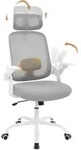 WOLTU B&uuml;rostuhl ergonomisch, Lendenwirbelst&uuml;tze, Wippfunktion, Netzstoff :...
