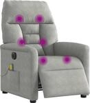 vidaXL Massagesessel Elektrisch Hellgrau Mikrofasergewebe
