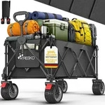 TRESKO&reg; Bollerwagen faltbar 300L mit Bremse Schwarz | Handwagen klappbar 150kg...